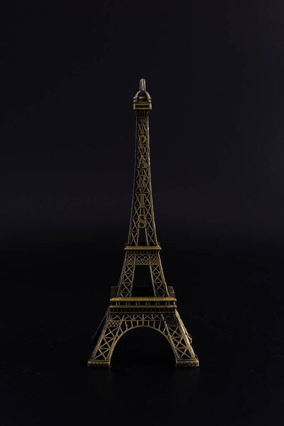 Beautiful Stylish Eiffel Tower of France Europe Model Statue Toys in Black Isolated Background