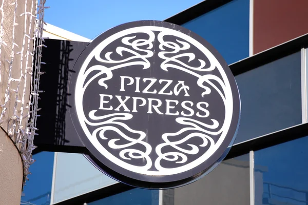 Pizzaexpress logo reklamní nápis — Stock fotografie