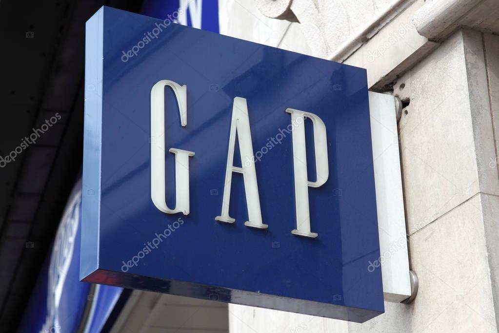 London, UK, April 2, 2011 : Gap logo advertising sign outside one of its clothing stores in Oxford Street