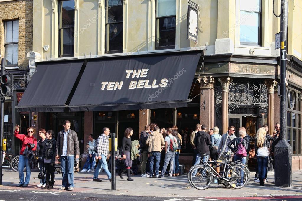 London, UK, October 23, 2011 : The Ten Bells public house situated at the corner of Commercial Street and Founier Street which is well known for its association with Jack the Rippe