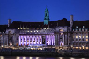 County Hall at night London clipart