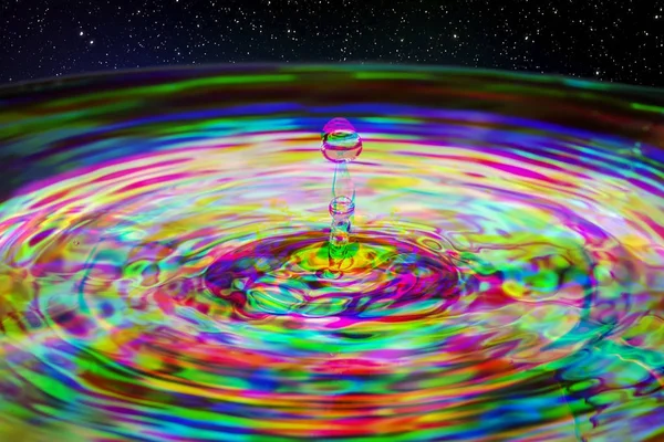 Water Drop Ripple Splash Abstract Multi Coloured Harris Shutter Effect — Stock Photo, Image