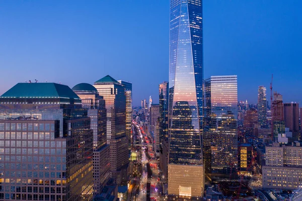New York City Wtc Brookfield Centre Sunset Airphotography — 스톡 사진