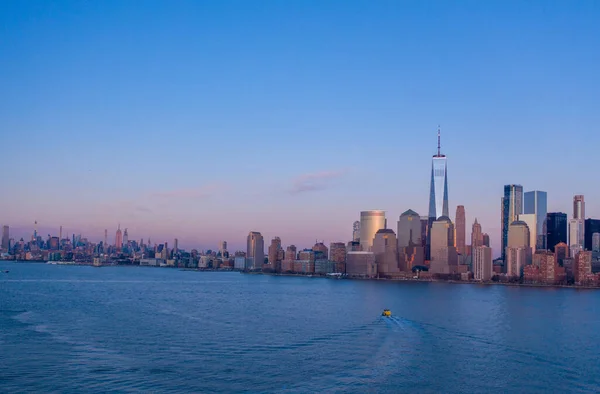 New York City Wtc Při Západu Slunce Letecká Fotografie — Stock fotografie