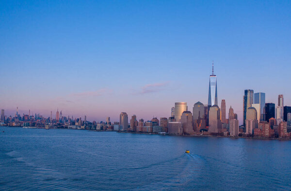 New York City WTC in sunset, aerial photography