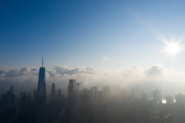 New York Skyline Tôt Matin Photographie Aérienne — Photo