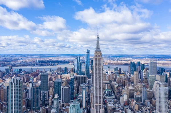 New York City Midtown Skyline Met Empire State Overdag Luchtfotografie — Stockfoto