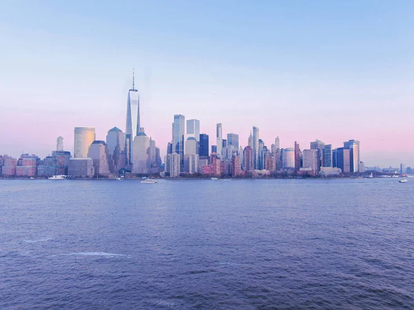 New York City Skyline Jersey City Tramonto Fotografia Aerea — Foto Stock