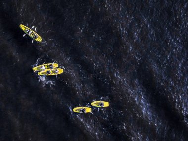 Hudson Nehri 'nde kano, hava fotoğrafçılığı.