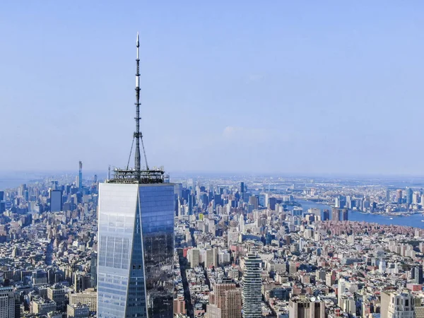 New York Skyline Avec Wtc Journée Ensoleillée Photographie Aérienne — Photo