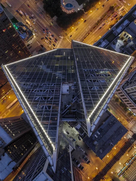 Vista Nocturna Chicago Fotografía Aérea —  Fotos de Stock