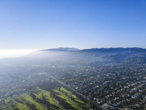 Mlhavý Západ Slunce Los Angeles Letecká Fotografie — Stock fotografie