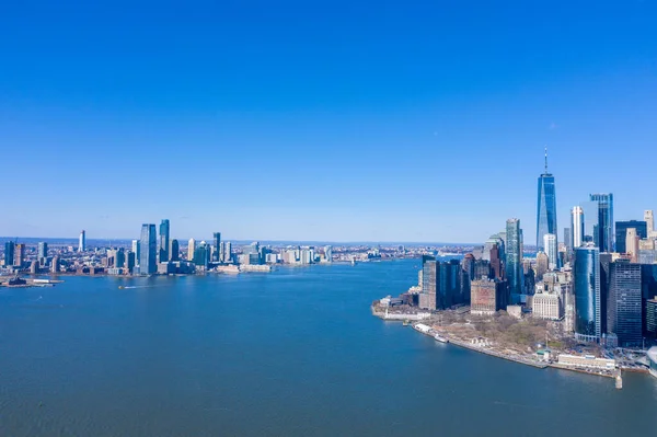 Vue Aérienne Manhattan Avec Batterie Park Waterfront Jersey Depuis Brooklyn — Photo
