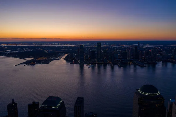 Jersey City Panorama Krajobraz Miasta Nowego Jorku Sunset — Zdjęcie stockowe