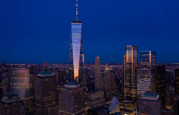 Vue Aérienne Ville New York Paysage Urbain Manhattan Crépuscule — Photo