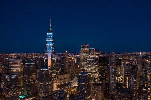 Vue Aérienne Paysage Urbain Manhattan New York Crépuscule New Jersey — Photo