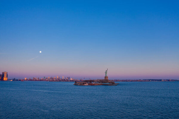 Statue of Liberty at sunset, USA