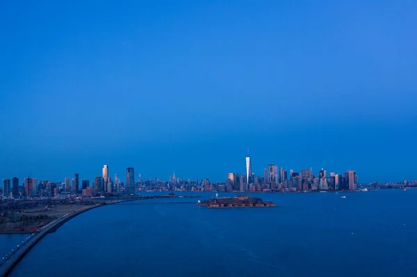 Letecký Pohled Manhattanské Nábřeží Ostrov Guvernérů New York — Stock fotografie