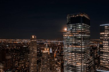 Geceleri New York WTC 'nin hava görüntüsü