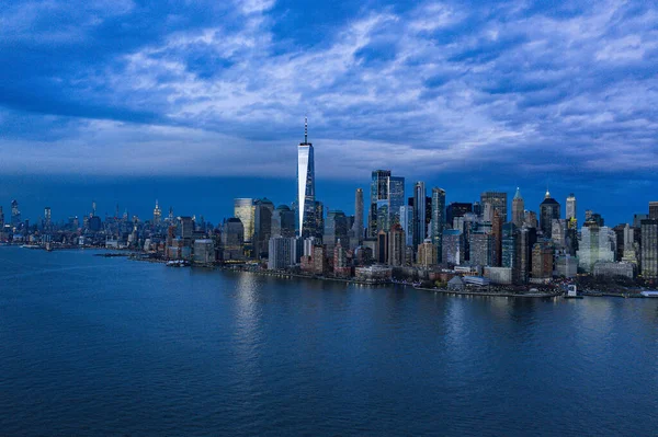 Skyline Ville New York Depuis Hudson River Crépuscule — Photo