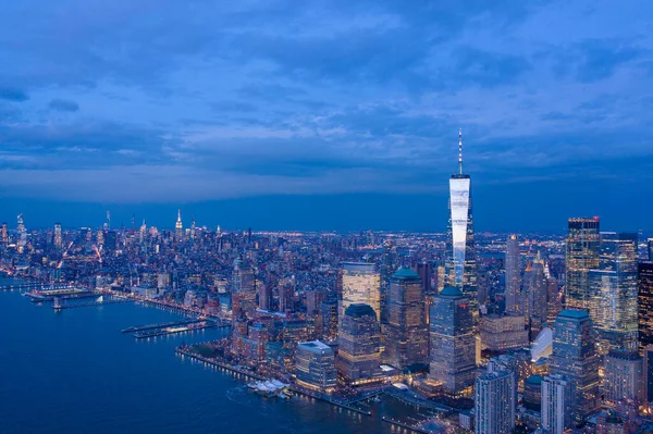 Skyline New York City Dal Fiume Hudson Tramonto — Foto Stock