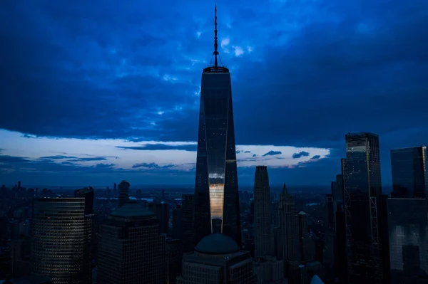 Аэрофотосъемка Нью Йоркского Skyline Даске Манхэттенский Финансовый Район — стоковое фото