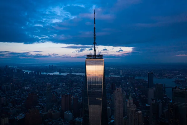 New York Skyline Dusk Manhattan Financial District — 스톡 사진
