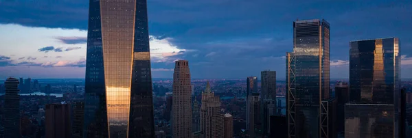 New York Skyline Dusk Manhattan Financial District — 스톡 사진
