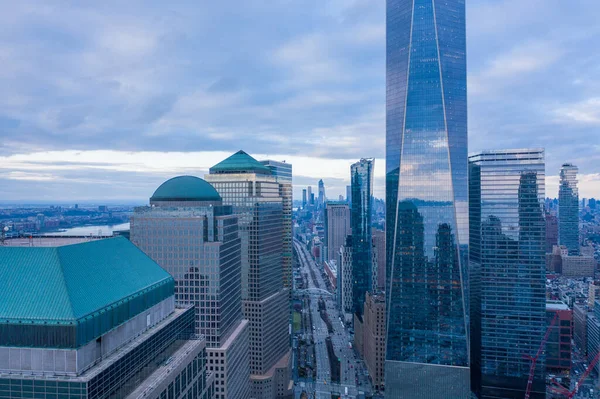 Foto Aerea New York Skyline Manhattan Financial District Immagini Stock Royalty Free