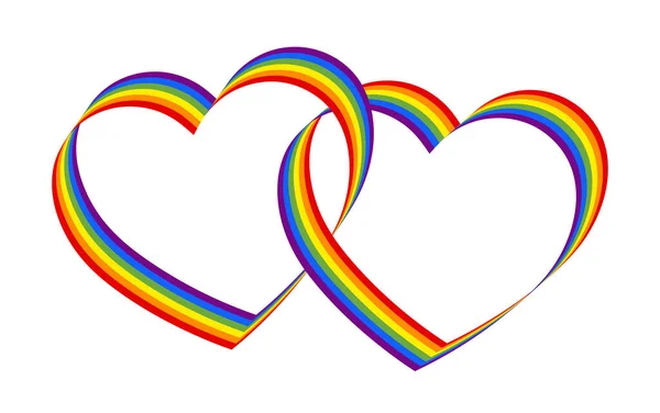 Corazones Cinta Arco Iris — Vector de stock