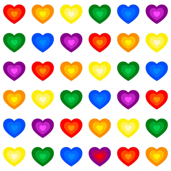 Colorido Vector Arco Iris Corazones Patrón Vector Repetitivo Sin Fisuras — Vector de stock