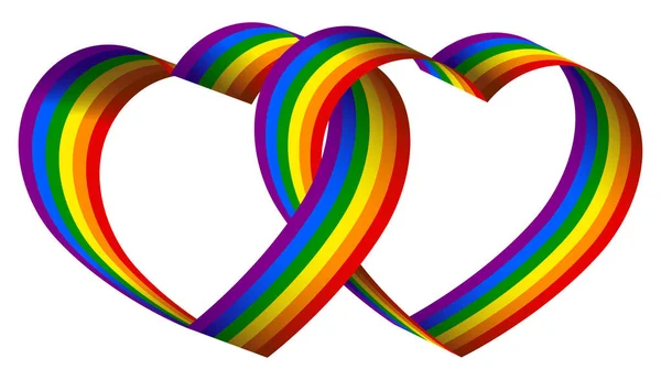 Rainbow Ribbon Hearts — Stock Vector