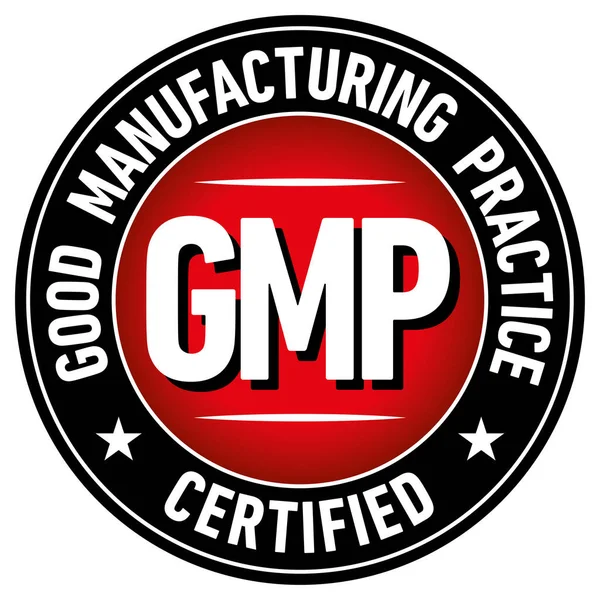 Buenas Prácticas Fabricación Gmp Sello Redondo Certificado Sobre Fondo Blanco — Archivo Imágenes Vectoriales