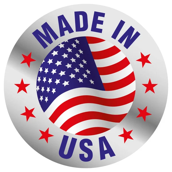 Made Usa Distintivo Isolato Sfondo Bianco — Vettoriale Stock