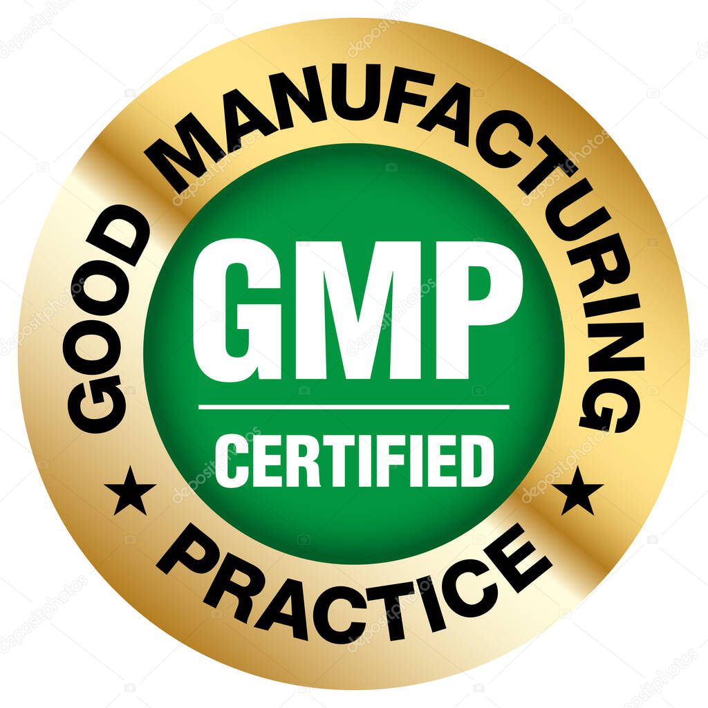 GMP Good Manufacturing Practice, certified round stamp on white background - Vector
