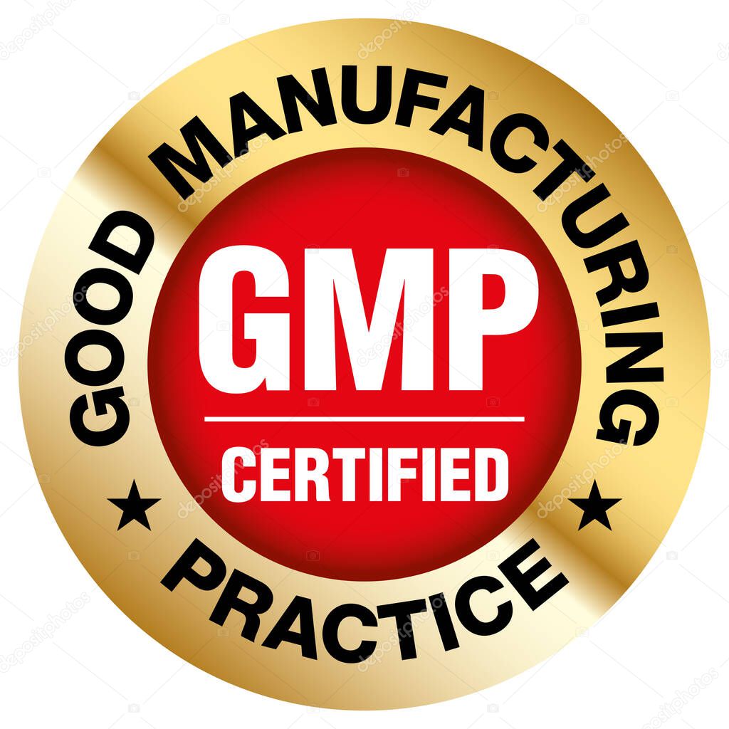 GMP Good Manufacturing Practice, certified round stamp on white background - Vector