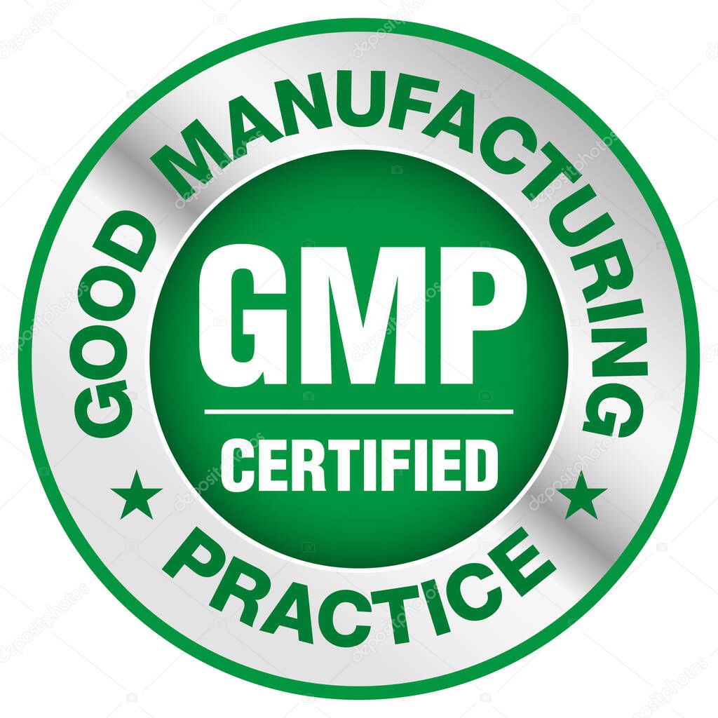 GMP Good Manufacturing Practice, certified round stamp on white background - Vector