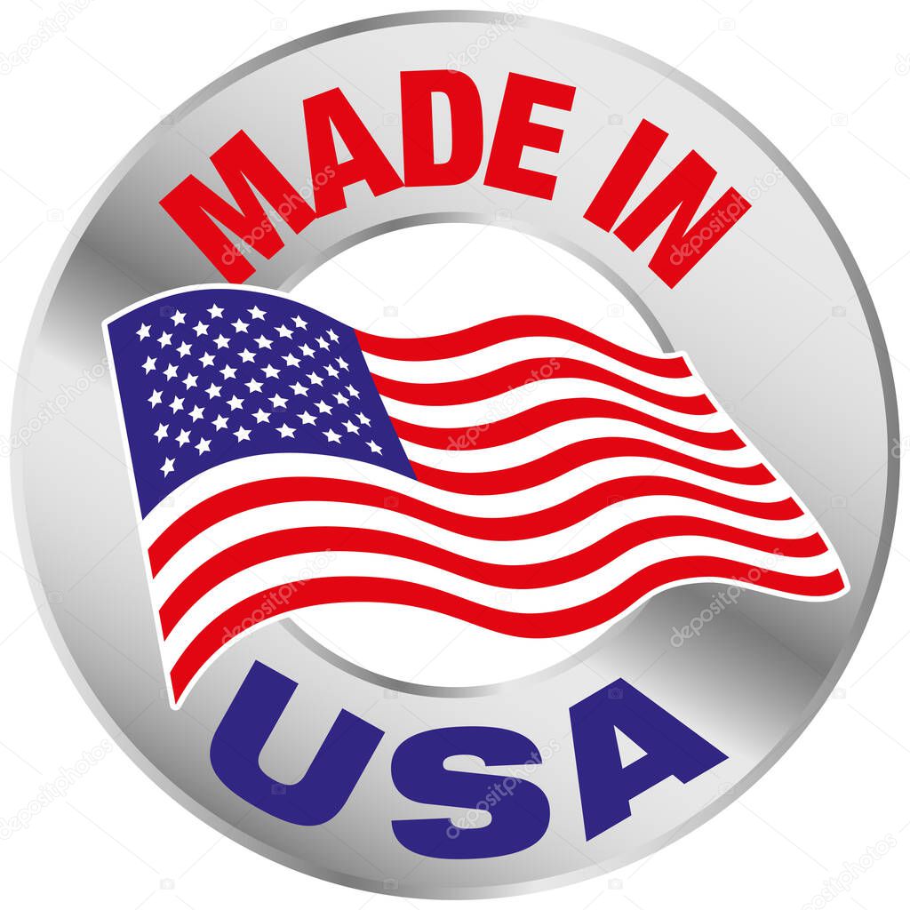Made in the USA badge isolated on white background.