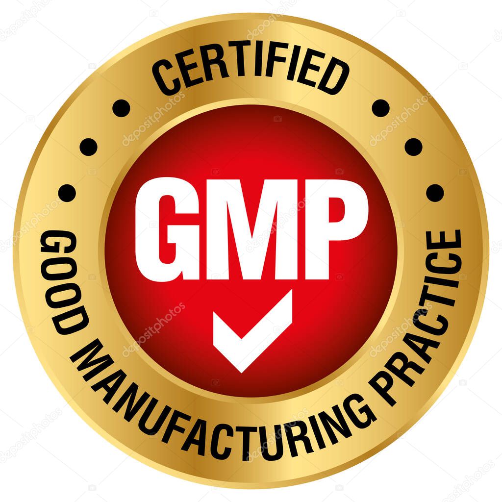 GMP Good Manufacturing Practice, certified round stamp on white background - Vector