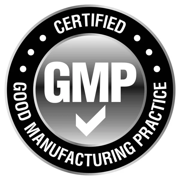 Gmp Good Manufacturing Practice Zertifizierter Runder Stempel Auf Weißem Hintergrund — Stockvektor