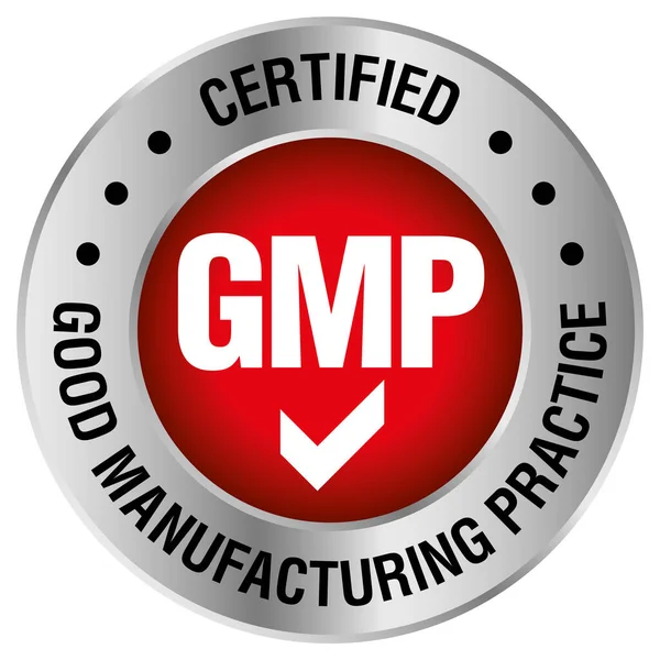 Gmp Good Manufacturing Practice Zertifizierter Runder Stempel Auf Weißem Hintergrund — Stockvektor