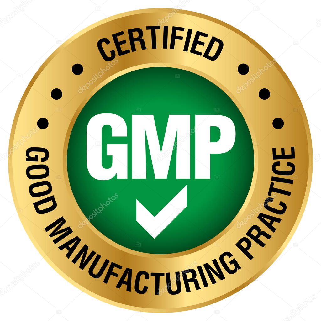 GMP Good Manufacturing Practice, certified round stamp on white background - Vector
