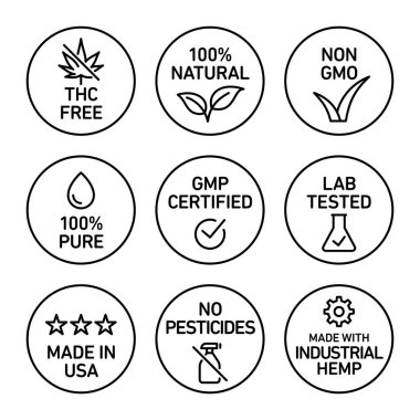 THC 'siz,% 100 doğal, GDO' suz,% 100 saf, sıvı, GMP sertifikalı, laboratuvar testleri, ABD 'de yapılmış, böcek ilacı yok, endüstriyel kenevirden üretilmiş