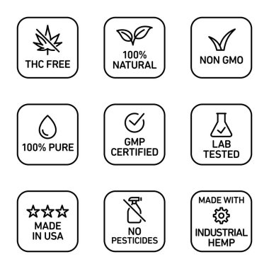 THC 'siz,% 100 doğal, GDO' suz,% 100 saf, sıvı, GMP sertifikalı, laboratuvar testleri, ABD 'de yapılmış, böcek ilacı yok, endüstriyel kenevirden üretilmiş