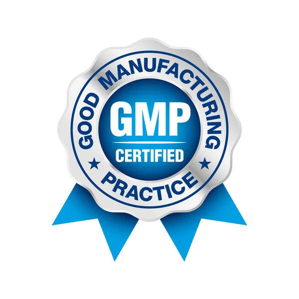 Gmp Good Manufacturing Practice Certifikované Kulaté Razítko Bílém Pozadí Vektor — Stockový vektor