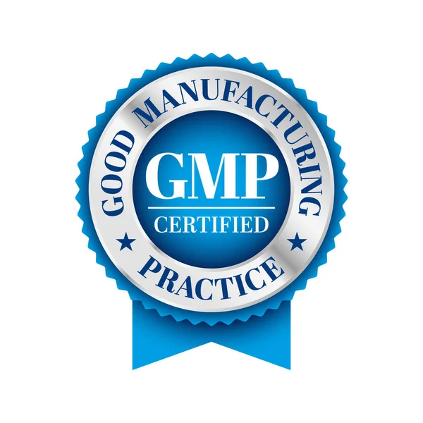 Sello Redondo Certificado Gmp Good Manufacturing Practice Sobre Fondo Blanco — Archivo Imágenes Vectoriales