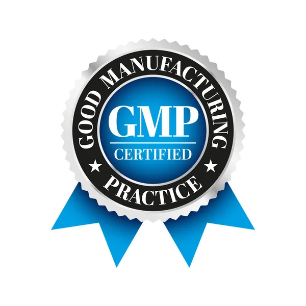 Gmp Good Manufacturing Practice Certifikované Kulaté Razítko Bílém Pozadí Vektor — Stockový vektor