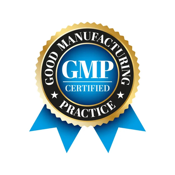 Gmp Good Manufacturing Practice Certifikované Kulaté Razítko Bílém Pozadí Vektor — Stockový vektor