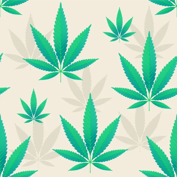 Hemp Leaves Seamless Pattern — Stock Vector