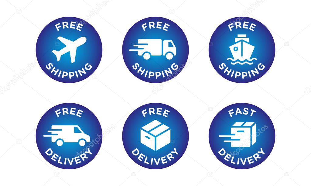 Free shipping, delivery vector icons set